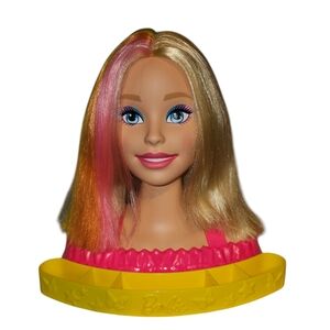 Barbie Styling Head Blonde Rainbow Hair  Mattel No Tangles Clean